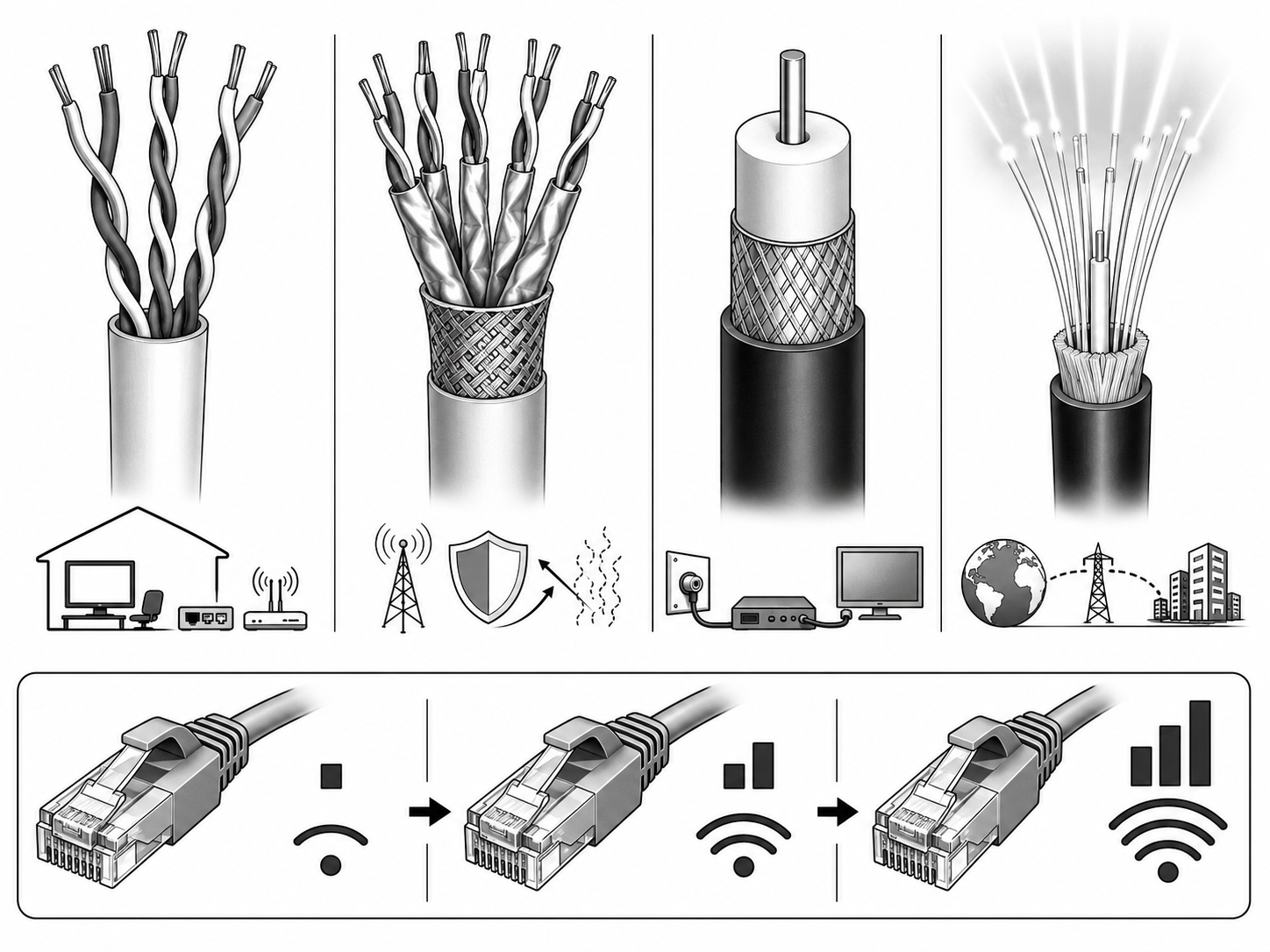 Types of wired cables used for networking